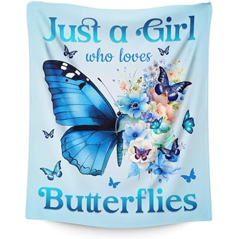 IWANGIFT Butterfly Blanket Gifts for Kids Teens Adults, Throw Blankets for Girls Women Sister Daughter Mom, Decor Blanket for Butterfly Lovers, 50x60 Inches Comfy Fuzzy Blanket for Sofa Couch Bed Cover
