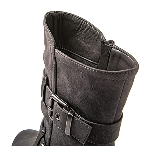 GLOBALWIN Women's Biker Boots, Black, GW-W21YY13, Ankle Boots, Bootie, Zip Closure, Block Heel, All-Day Comfort, Versatile, Ethically Made3