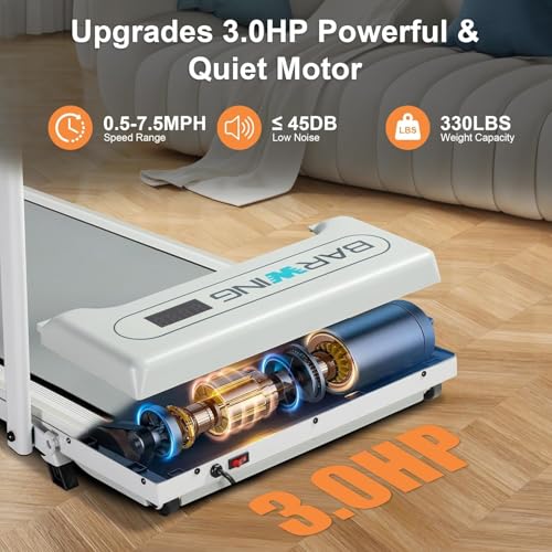 Image of BARWING Foldable Incline Walking Pad 3.0 /3.5 HP Treadmills for Home, 7.5 /8.5 MPH Under Desk Treadmill with Handles, Foldable Treadmill with Quiet Brushless, 330 LBS Weight Capacity