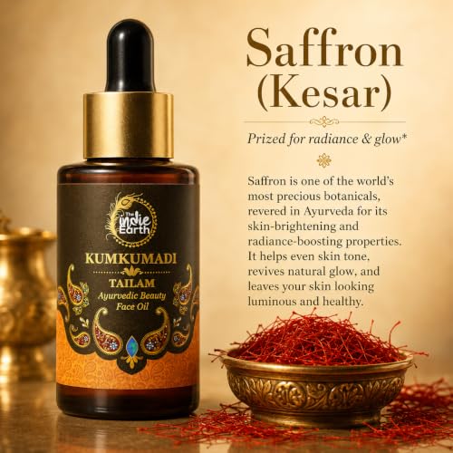 Image of The Indie Earth Kumkumadi Tailam 30 ml | An Ayurvedic Beauty Face Oil | Miraculous Beauty Night Serum for Brighter, Glowing & Younger Looking Skin with Turmeric, Saffron, Blue Lotus & Indian Lotus