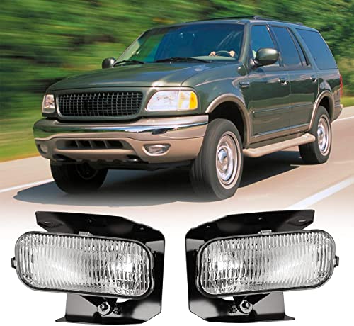 ROXX Fog Lights Compatible with 1999 2000 2001 2002 2003 2004 F-150/Expedition 2 PCS Bumper Driving Light Assembly OE Style Bulb H10 12V42W Driver and Passenger Side Clear Lens