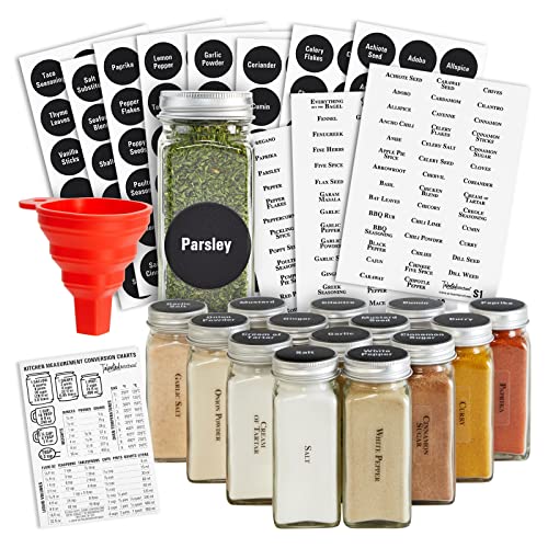 14 Pcs Talented Kitchen Spice Jars Set With 269 Spice Labels, Empty Square Spice Bottles Containers 4 Oz With Pour/Sift Shaker Lid, Spice Organization, And Storage #TOP28