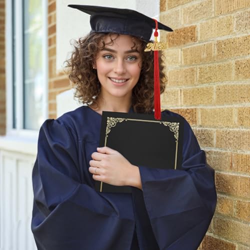 Misscom Porta-certificados 25 pacotes pretos, suportes de diploma capas de certificado borda dourada