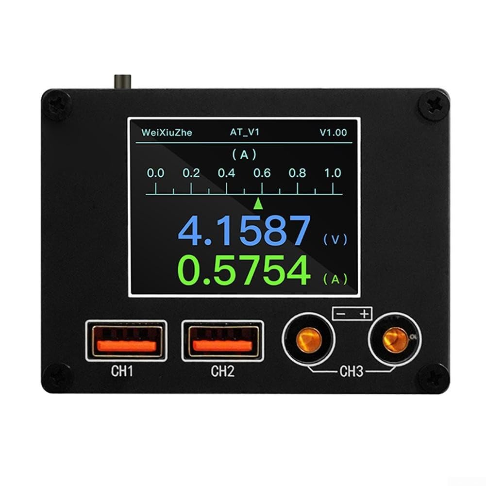 ATV1 Amperometro multifunzione 0-36 V 0-8 A con display IPS da 2 pollici, precisione 0,1 mA, analisi degli errori UART per Android, allarme vocale e base magnetica per la riparazione del telefono