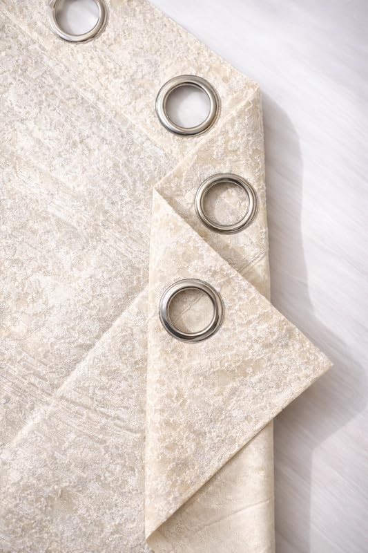 Image of Velvet 9 Feet Blackout Curtain Panels, 70% Light-Blocking Heavy Thermal Insulated Drapes Set of 1 (274 * 121cm, Cream)