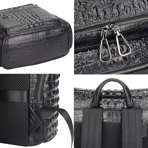 Image of boshiho Real Leather Laptop Backpack Fashion Travel Bag Daypack for Men (L - Metal Zipper Pull)