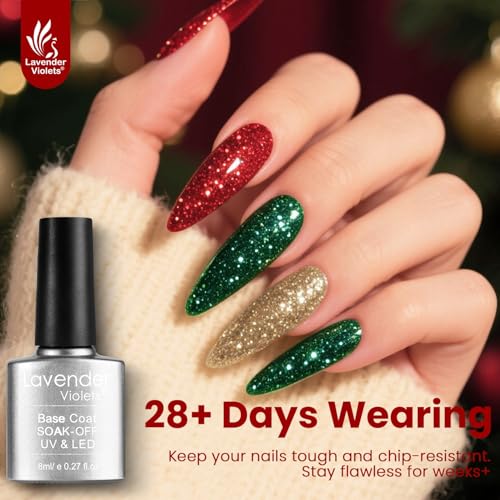 Foto von Lavender Violets UV-Gel-Nagellack Blooming Gel Set,21 stück Weiß Rosa Schwarz Blau Rot Grün Splitter Glitzernd mit Base & Matte-Glänzende Top Coat Shellac Nägel Maniküre C997