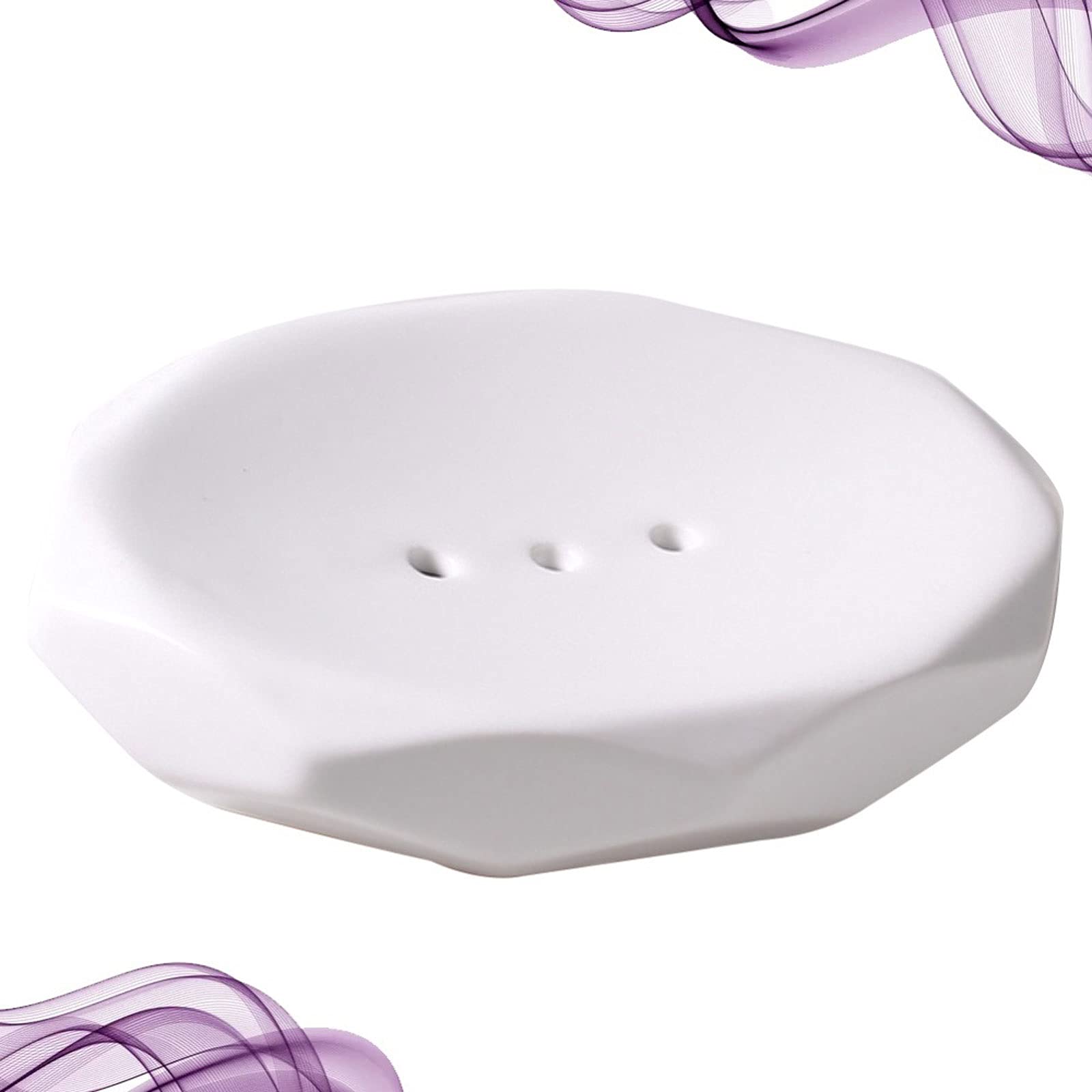 JINGYAN Portasapone Portasapone Scatola di sapone in ceramica Supporto per il bagno Alimentazione per la casa Dormitore Dracca Sapone(White)