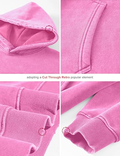Image of FAIABLE Womens Oversized Acid Wash Hoodie Unisex Heavyweight Cotton Hoodies Fleece Vintage Washed Sweatshirt Women Men