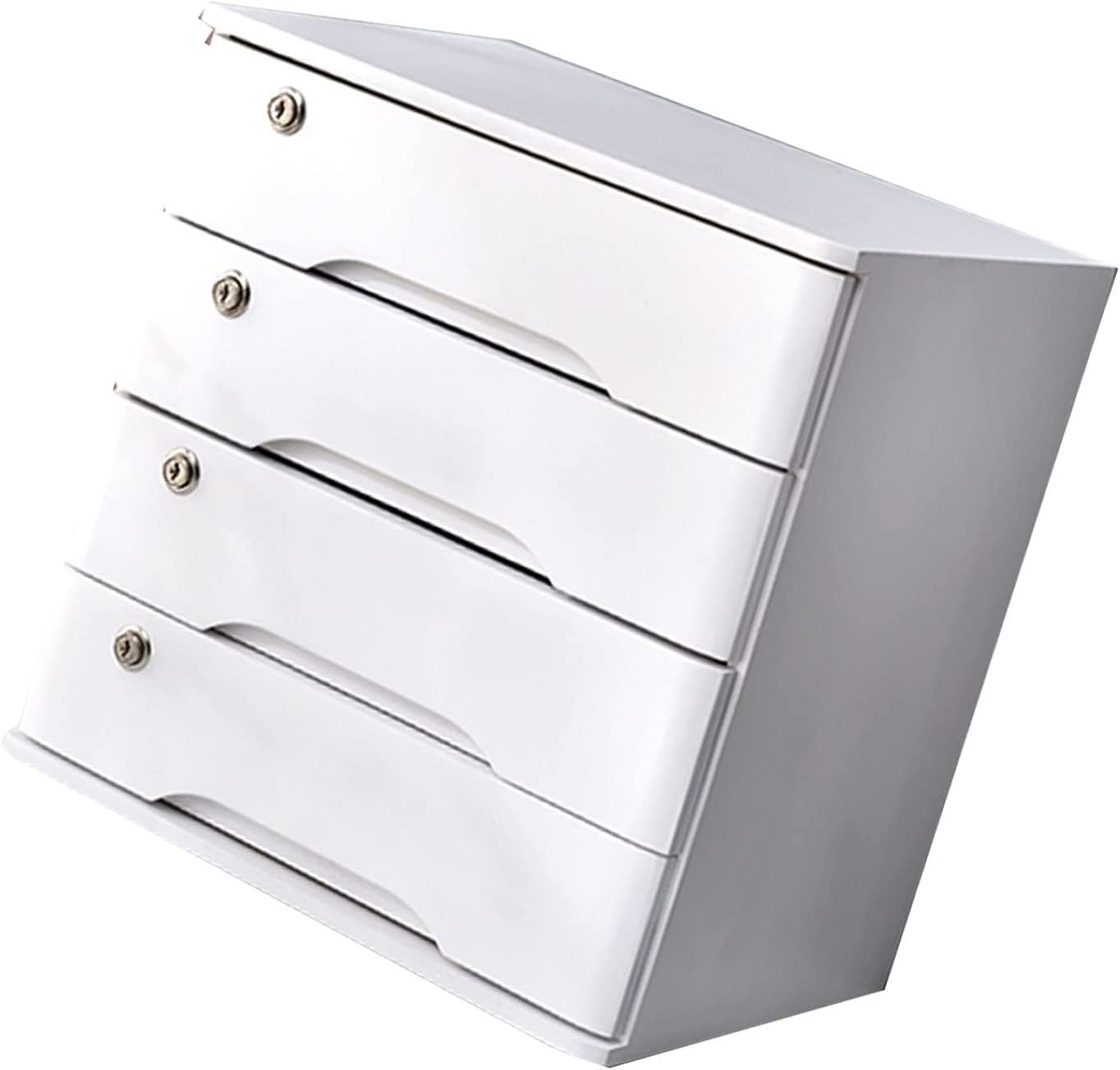 Wooden Storage Box – A4 Document with Lock, 4-Layer Desk Drawer, Stylish Office Storage Solution, IV Wood File Cabinet for Home & Office