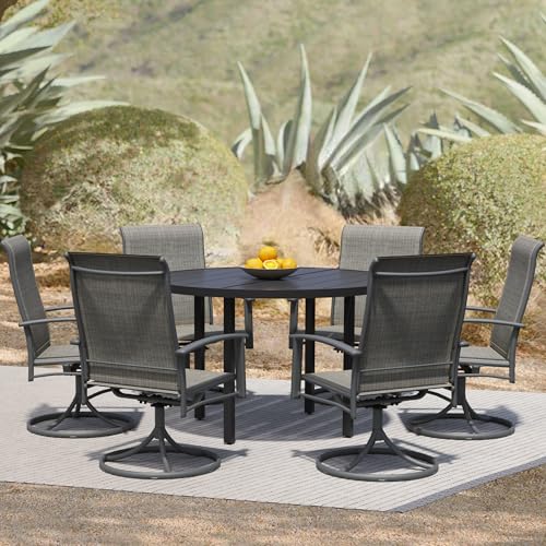 Puntogen 7 Piece Outdoor Dining Set, Patio Dining Set for 6, 47