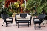 Zest Avenue 5pc Black Wicker Conversation Set - Tan Cushion
