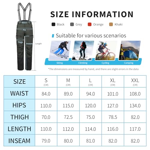 Pioneer Camp Herren Skihose Gefüttert mit Hosenträger Ski Hosen Schneehose Snowboardhose Outdoorhose Grau XL