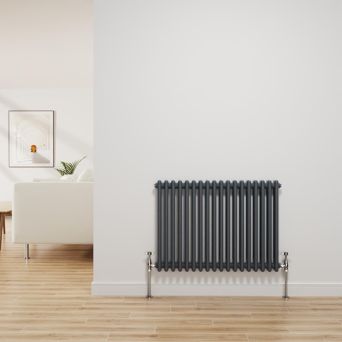 Nrg Anthracite Traditional Radiator Cast Iron 2 Column Horizontal Central Heating Bathroom Radiators 600X830mm