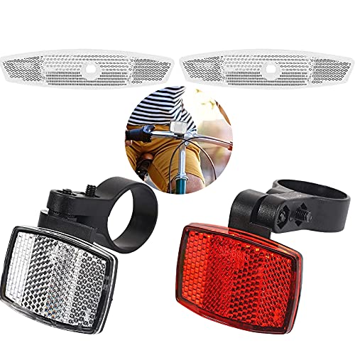 WiDream Conjunto de Reflector de Bicicleta, Reflectores de Bicicleta Delante, Reflector Bicicleta Trasero, con 2 pcs Reflector de Radios, para Bicicleta de Montaña, Bicicleta de Carreras Cover