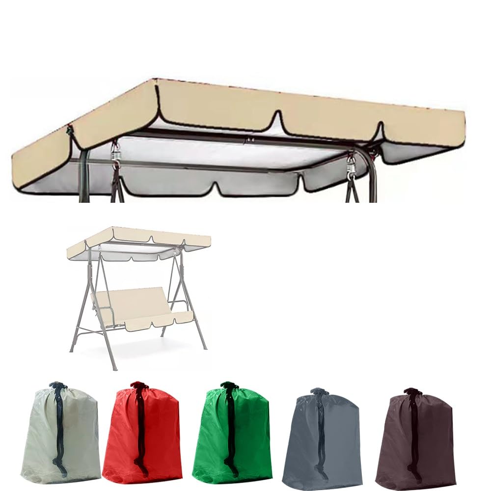 Outdoor-Schaukel-Abdeckung, Ersatzstoff für Gleiter- und Veranda-Schaukel, 142,2 cm - 248,9 cm, wasserabweisendes Oxford-Sonnenschutztuch (Beige, 142 x 120 cm)