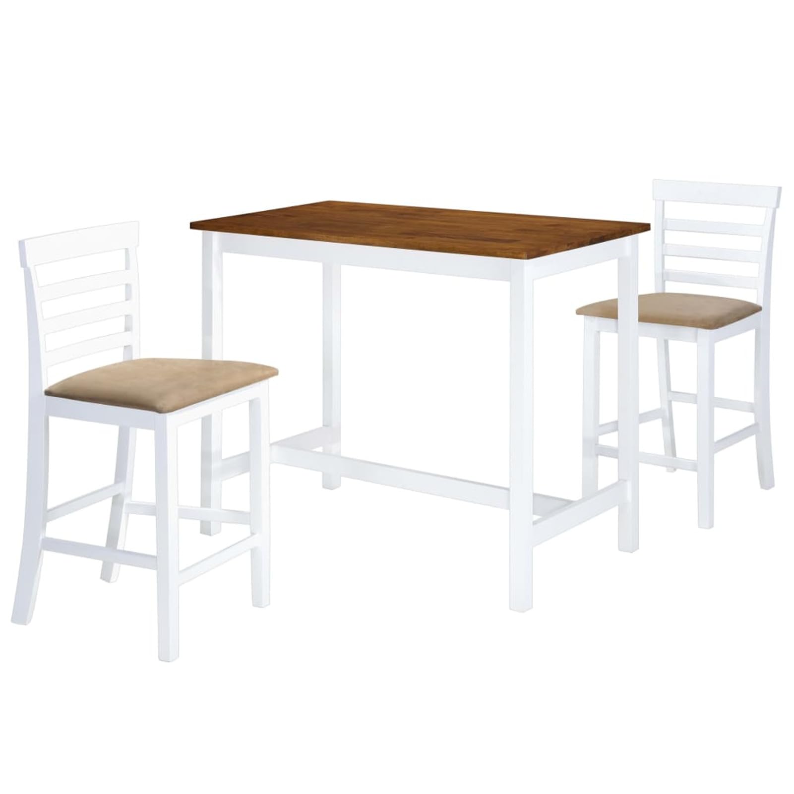 Ensemble de salle à manger de jardin surélevé en bois massif bicolore marron blanc
