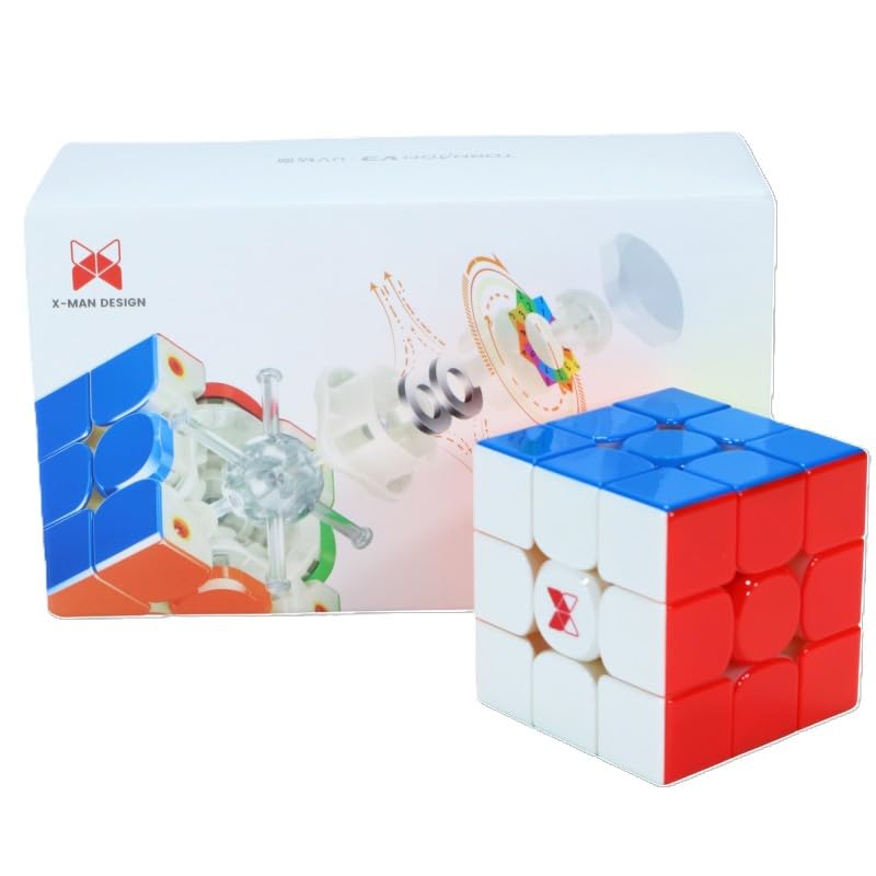 Image of QiYi X-Man Tornado V3 Pioneer 3x3 Magnetic Speed Cube - MagLev Core with Corner-to-Core Magnets, UV Coating Adjustable Tension, Spring & Magnet Settings - Fast Cube with Accessories (Bag, Tool, Case)
