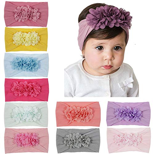 Baby Girl's Headbands Chiffon Lotus Flower Soft Nylon Headwrap Toddler Hair Bows (Multicoloured ZL3233)