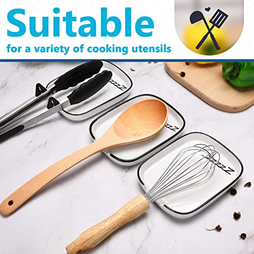 Image of FANGSUN Ceramic Spoon Rest, Coffee Spoon Holder, Cream White