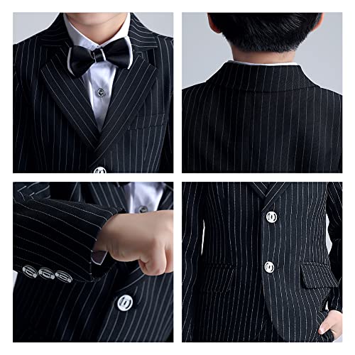 Image of LOLANTA Boys Suit Wedding Ring Bearer Outfit Kids Formal Wear Dress Clothes | Boy 3-Piece Plaid Suits, Sport Coat Blazer and Pants Set with Adjustable Bow Tie, Gentleman Birthday Party Graduation Outfits