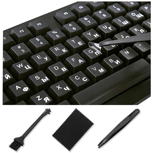 Pegatinas para Teclado Ruso, Letras Blancas 5 en 1 miniatura 1