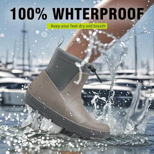 Pelbiuqik Gummistiefel Herren Wasserdicht Halbhoch kurz Reitstiefel Anti-Rutsch Gefüttert Gummischuhe Atmungsaktiv Stiefeletten Grundlegend Mode Regenschuhe mit verschnürbarer Nylonstulpe