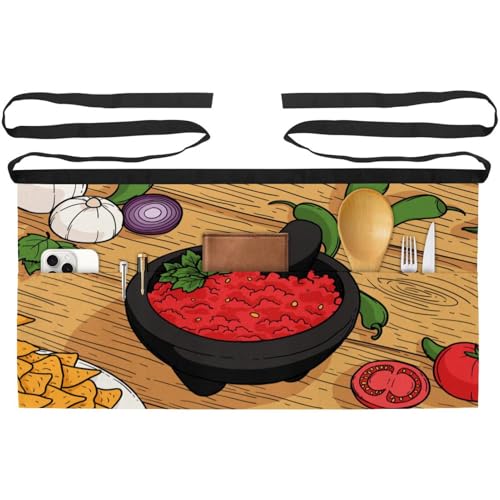 Demi-tablier de chef multicolore à motifs oignon tomate poivre - 2