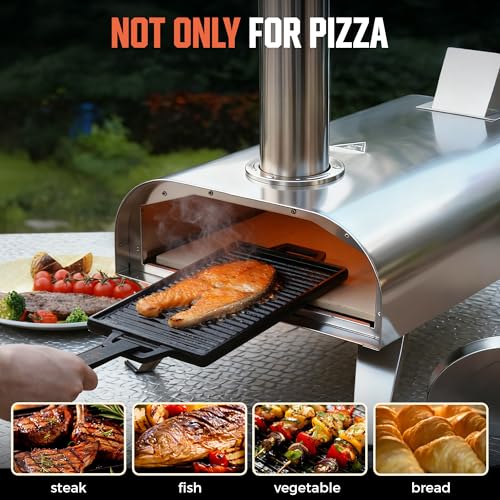 BIG HORN OUTDOORS 12" Dual Fuel Pizza Oven – Electric & Wood Pellet, Indoor & Outdoor High-Temp Pizza Maker (1000°F) with Pizza Stone for Wood-Fired Flavor by BIG HORN - Image 8