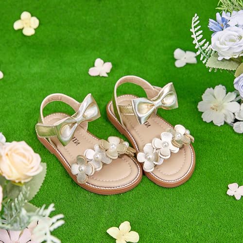 Image of PHIRAMIN Toddler Girl Sandals - Flower Girl Dress Shoes Open Toe Little Kid Wedding Party