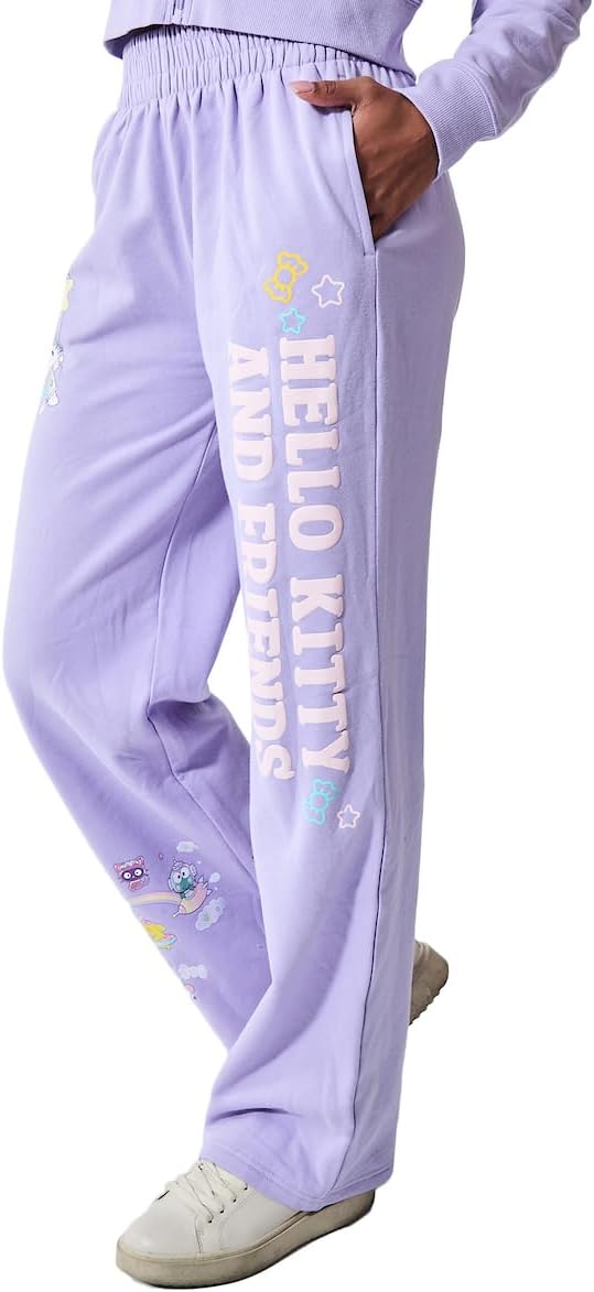 Hello Kitty & Friends Circus Character Art Women's 2-Pack Lavender Long Sleeve Crop Hoodie & Joggers Combo Set - Image 4