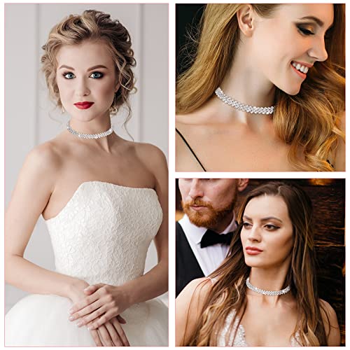 DIVINA VITAE Strass Choker Kristall Diamond Row Halskette - Glänzende Schmuck für Damen, Silber Einfache Party Kette für Mädchen, Frauen und Mutter