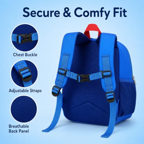 Image of LOIDOU Toddler Backpack for Boys, Excavator Construction Vehicle Kids Backpack with Chest Strap, Padded Straps & Side Bottle Pockets for Daycare, Preschool, Travel