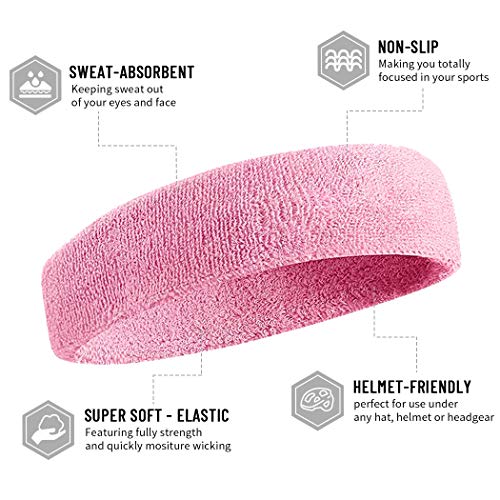 Image of NEXTOUR Sweatband Headband /Wristband Perfect for Basketball, Running, Football, Tennis Terry Cloth Athletic Sweatbands Fits for Men and Women