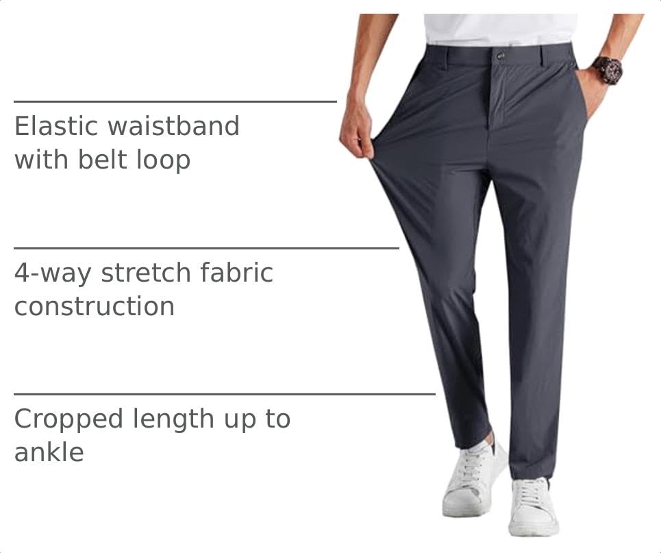 Image of Runcati Mens Stretch Golf Pants Casual Dress Pants Work Trousers