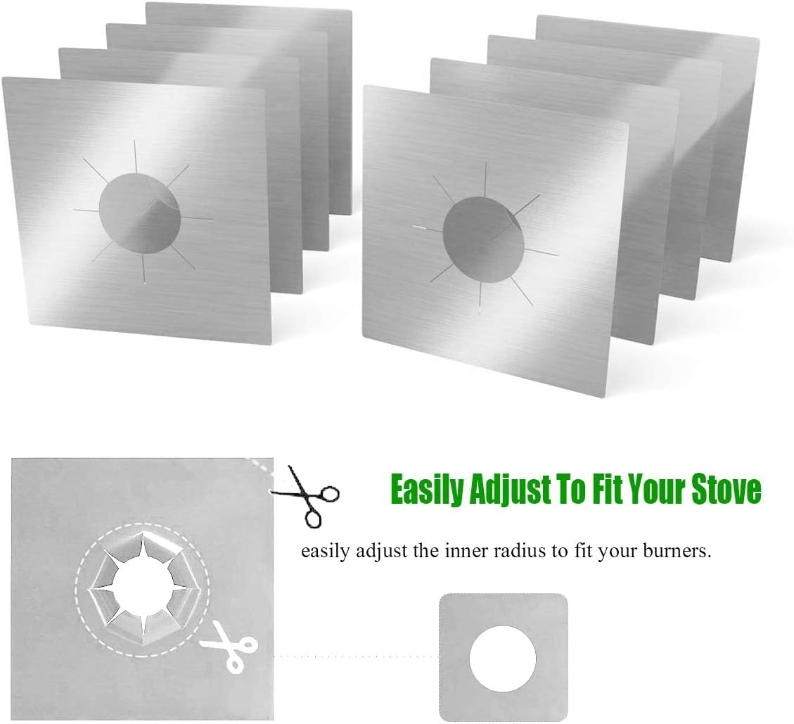 Illuminati store Stove Burner Covers-Gas Protectors Silver with Upgraded Density and Coating, Reusable,Non-Stick,Fast Clean Liners for Kitchen Stove top Covers size 10.6" x 10.6" BPA Free Pack of 4 - Image 4 thumbnail