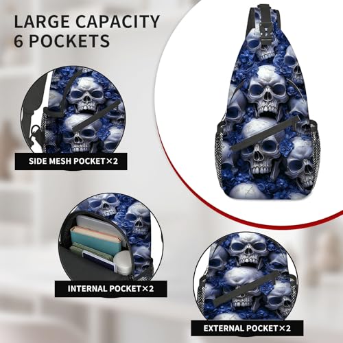 Bolso cruzado para mujer con diseño de calavera azul miniatura 4