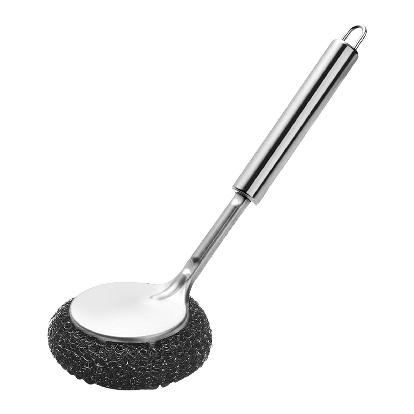 Steel Scrubber with Long Handle | Metal Kitchen Scrubber with Long Handle | Dish Scrubber Brush Steel Wool Scrubber for Dishes, Pots, Stoves, Wash Sink