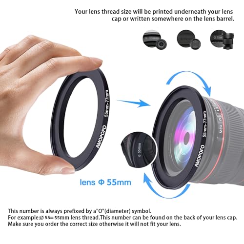 Image of 55mm to 77mm Step-Up Ring Filter adapter /55mm to 77mm Camera Filter Ring for 77 mm UV,ND,CPL,Metal Step Up Ring
