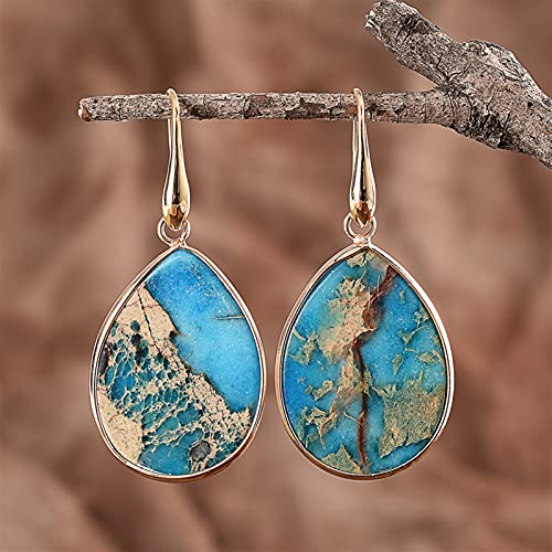 Boucles d'oreilles pendantes bleu ciel en pierres naturelles et argent massif durables