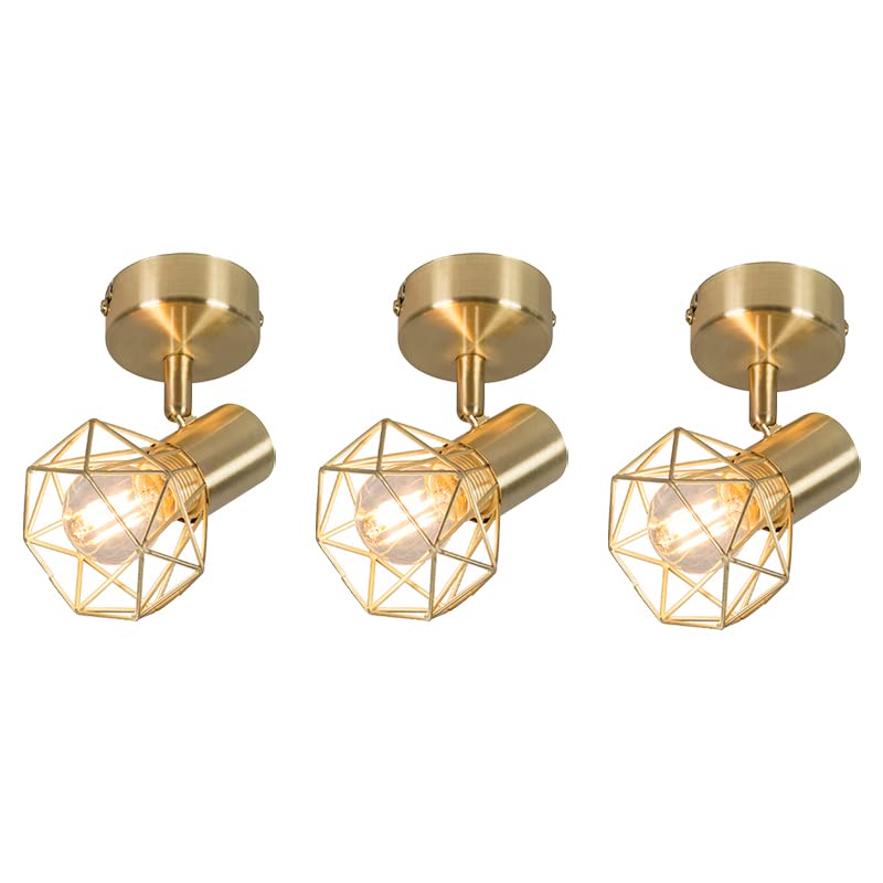 Qazqa Moderno Set 3 focos art deco giratorio oro - MOSH 1 Acero Redonda Adecuado para LED Max. 3 x 40 Watt