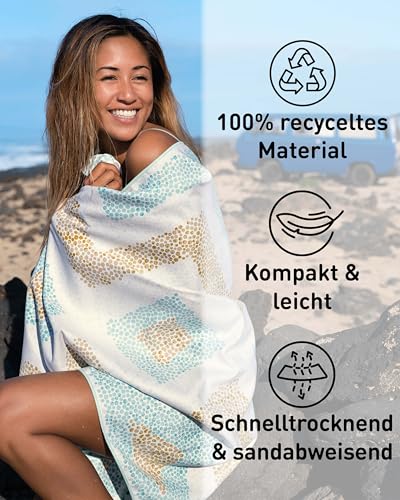 Fit-Flip Strandtuch XXL aus Mikrofaser - leicht und schnelltrocknend - 100% recyceltes Strandhandtuch - kompaktes Handtuch zum Baden - Badetuch (Crocodile 200x90cm)