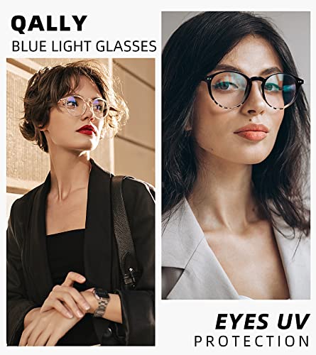 Image of Womens Round Blue Light Blocking Glasses Anti Eye Strain Glasses Clear Lens Computer Eyeglasses with Filter UV Light