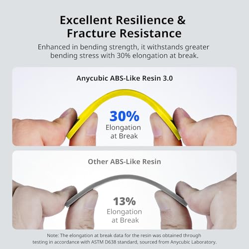 Image of ANYCUBIC ABS-Like Resin 3.0, Upgraded 14K 3D Printer Resin with Enhanced Strength and Toughness, High Precision, Low Odor, Wide Compatibility for All LCD Resin 3D Printers (Clear Yellow, 1kg)