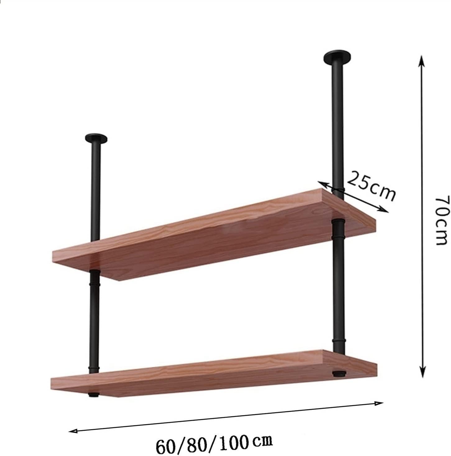 Hangingall Shelves - Ceiling Rack - Kitchen/Bar/Restaurantrought Iron Glass Holder - 2 Tierall Mounted Storage Rack - Space Saver - Black