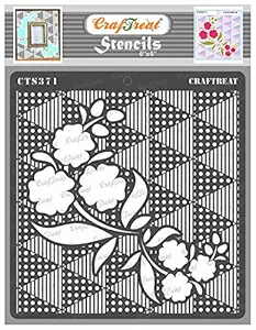 Triangle Shaped Stencil Design - Flower Fusion Triangles - Size: 6X6 Inches - Flower and Leaves Stencil - Reusable Flower Stencils - Flower Shape Stencils - Flower Design Stencil