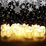 Homemory Flameless LED Tea Light Candles with Timer, Set of 12 Battery Operated Flickering Tealights for Mothers Day Gifts, 6 Hours on and 18 Hours Off in 24 Hours Cycle, Warm White