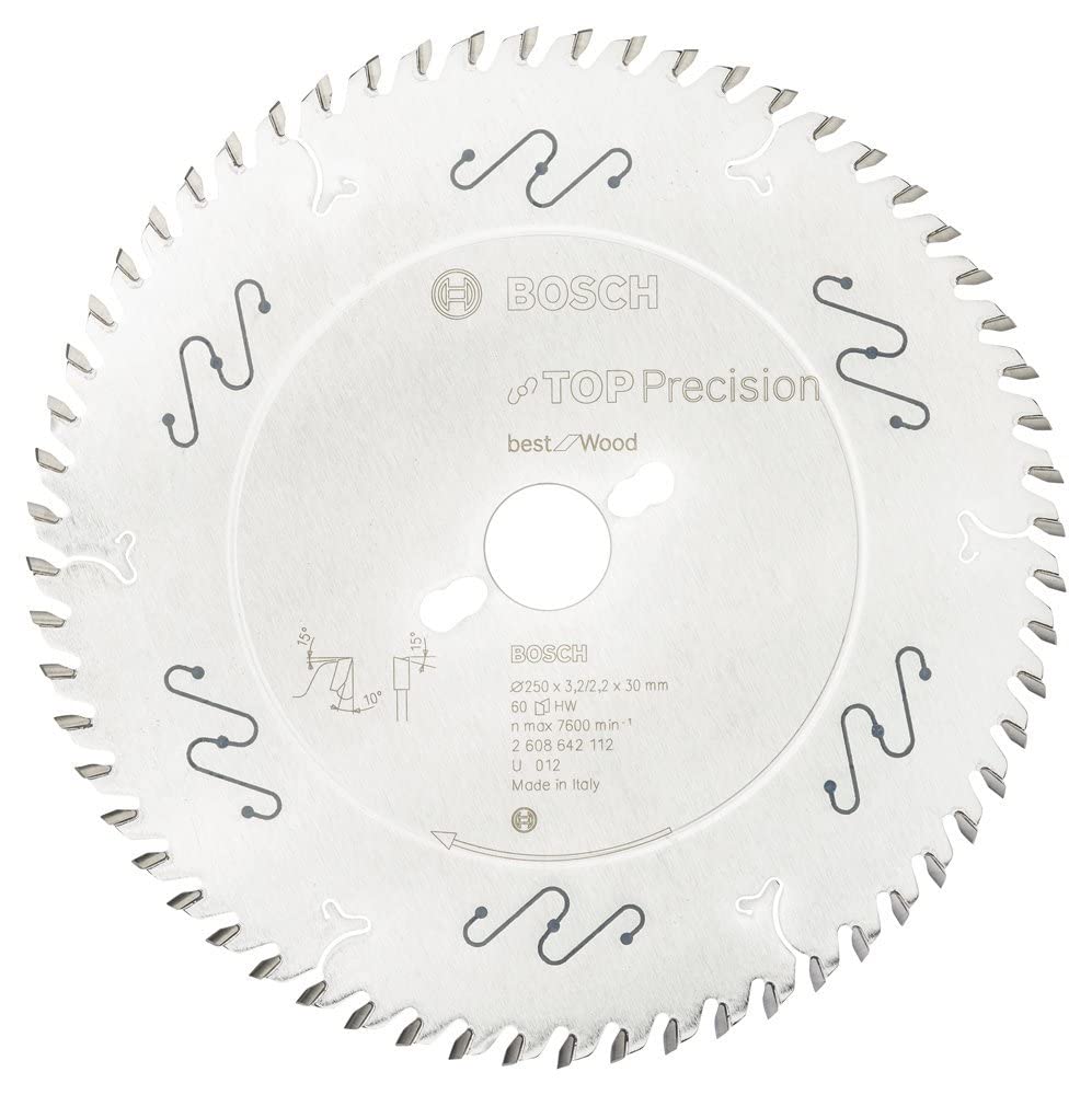 Bosch Professional Accessories Dairesel Testere Bıçağı Top Precision Wood, 250 x 30 x 3,2 mm, 60, 2608642112 için En Iyisi