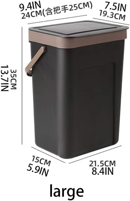 Trash Can with Lid Wall Mounted Trash Can Kitchen Compost Container Hanging Trash Can for Bathroom Bedroom Rubbish Bin/Black/s,Pink-L