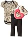 BON BEBE Baby-Girls Newborn Animal Print and Hearts 3 Piece Legging Set